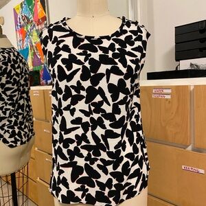 Black and White Butterfly Print Women's Top